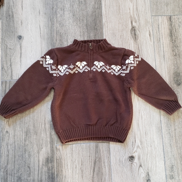 Gymboree EUC boys 2T brown fair isle half zip sweater - Picture 1 of 8